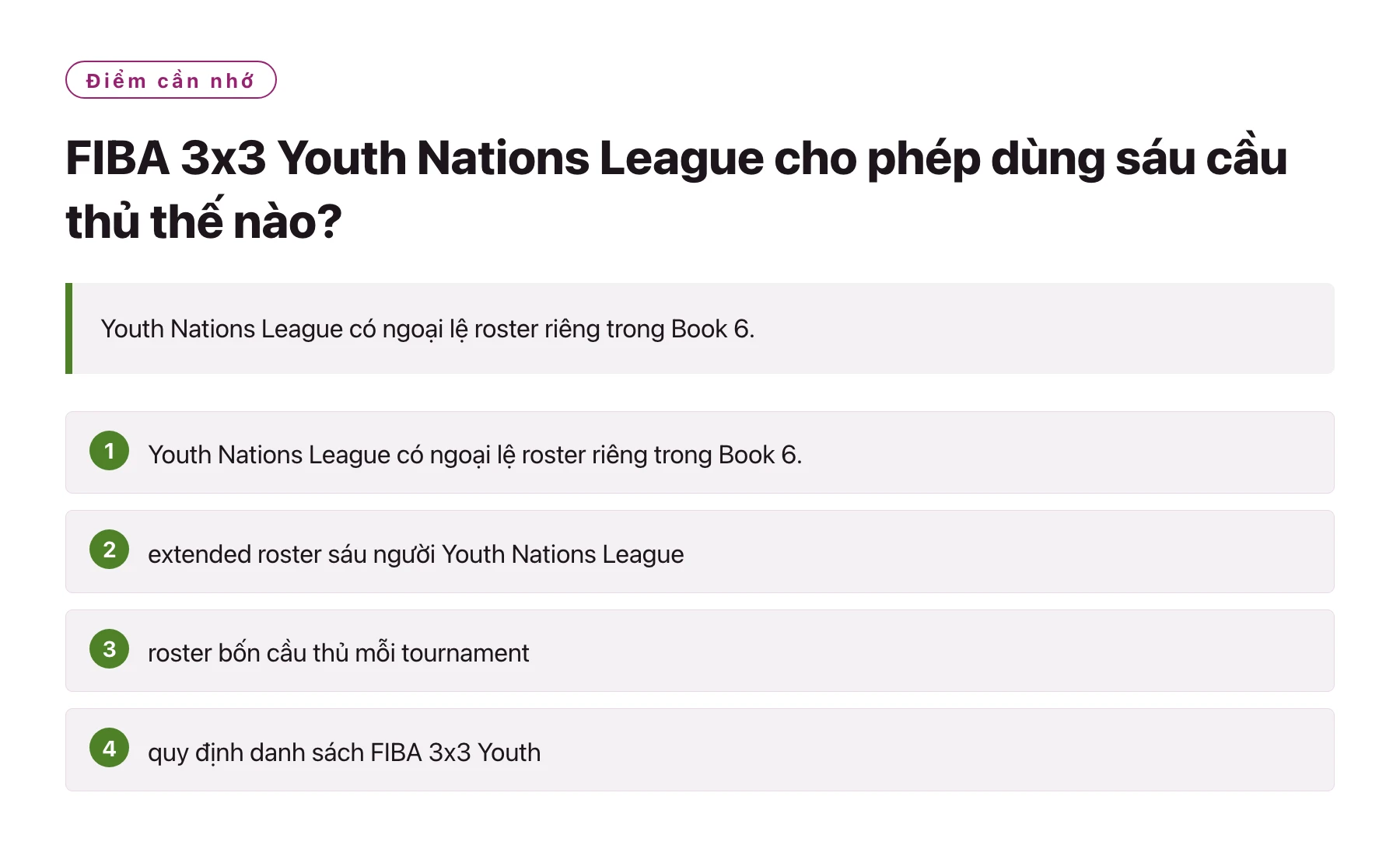 FIBA 3x3 Youth Nations League cho phép dùng sáu cầu thủ thế nào?——全文要点速览