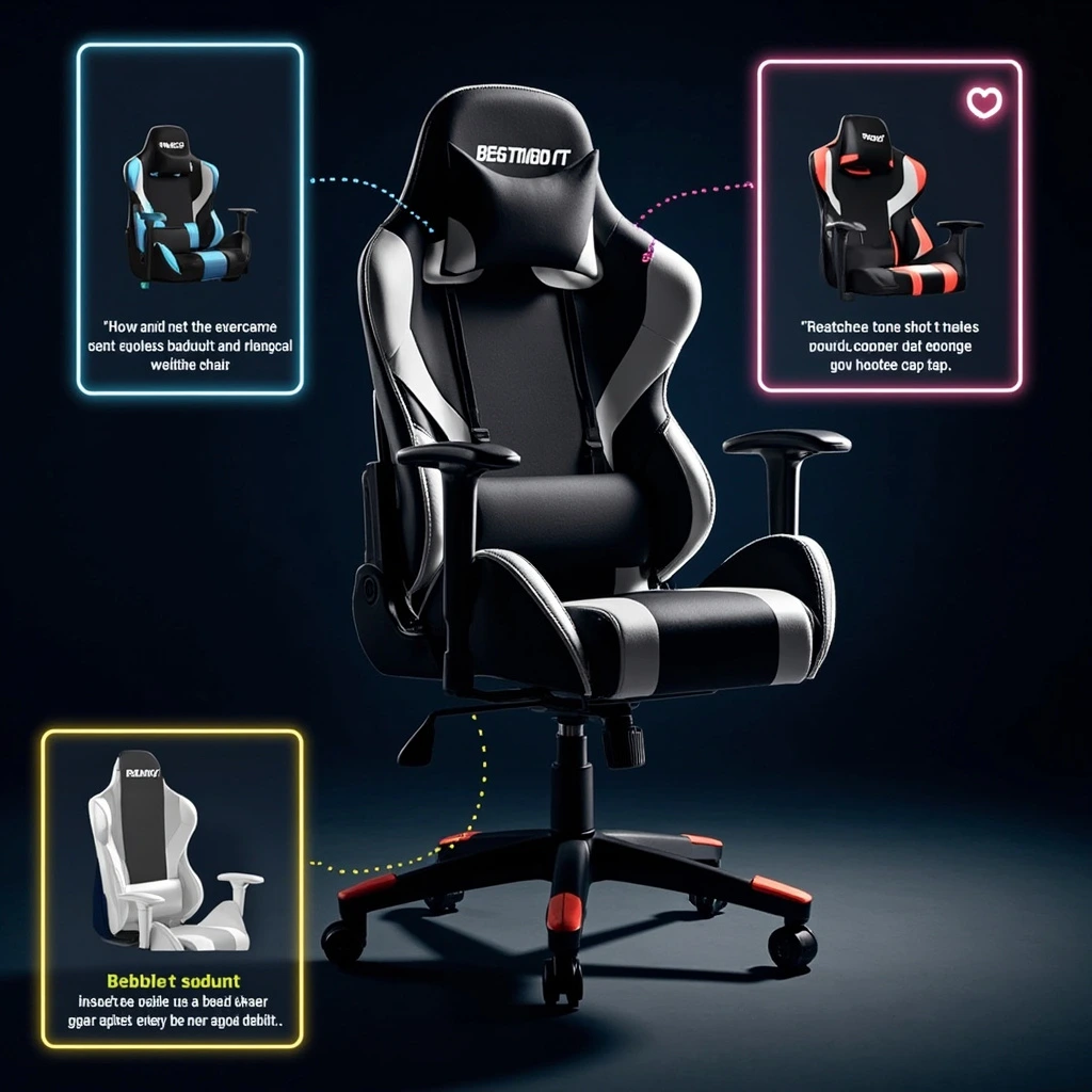 Compact gaming chair with short seat pan for users under five foot four.